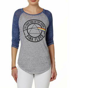 Pink Floyd Girls Dark Side of the Moon rock Official Raglan 3/4 T-Shirt L NWT